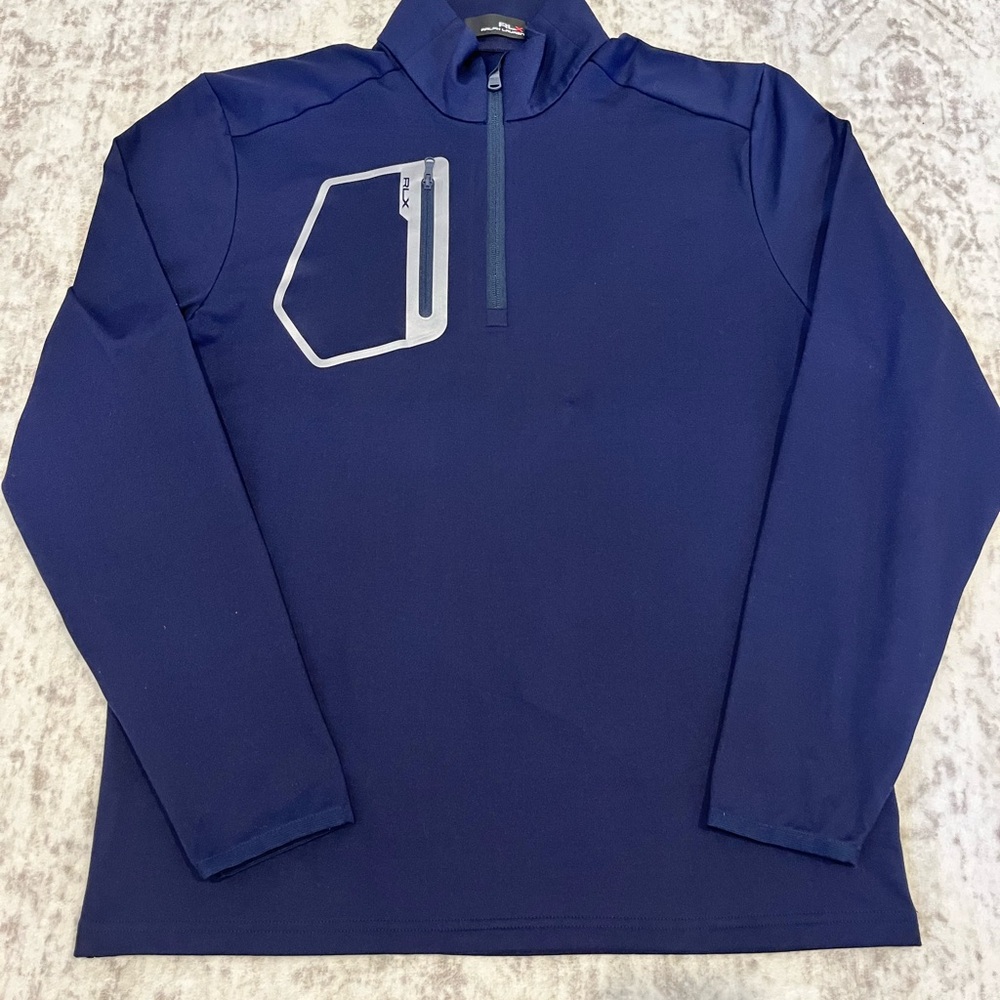 RLX Ralph Lauren Men’s Medium 1/4 Zip Performance Jersey Pullover Navy - NWOT